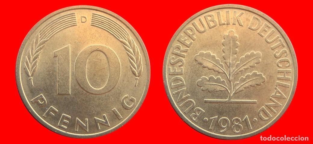 Monedas antiguas de Europa: 10 PFENNIG 1981-D BRD ALEMANIA-154628