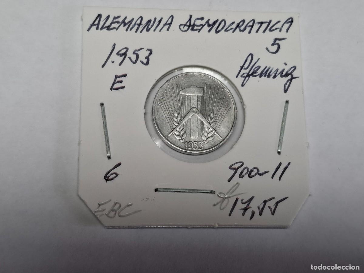 Monedas antiguas de Europa: 5 PFENNIG de 1953 E KM 6 ALEMANIA DEMOCRATICA, en EBC