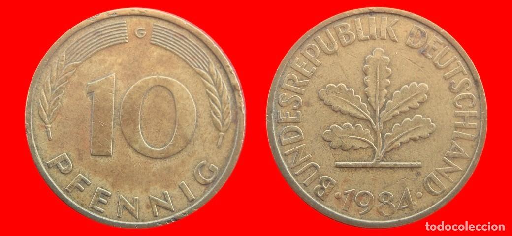 Moedas antigas da Europa: 10 PFENNIG 1984-G BRD ALEMANIA-154642