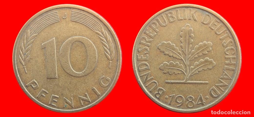 Moedas antigas da Europa: 10 PFENNIG 1984-J BRD ALEMANIA-154643