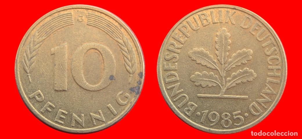 Moedas antigas da Europa: 10 PFENNIG 1985-G BRD ALEMANIA-154646