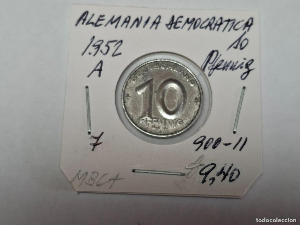 Old Coins of Europe: 10 PFENNIG de 1952 A KM 7 ALEMANIA DEMOCRATICA, en MBC+