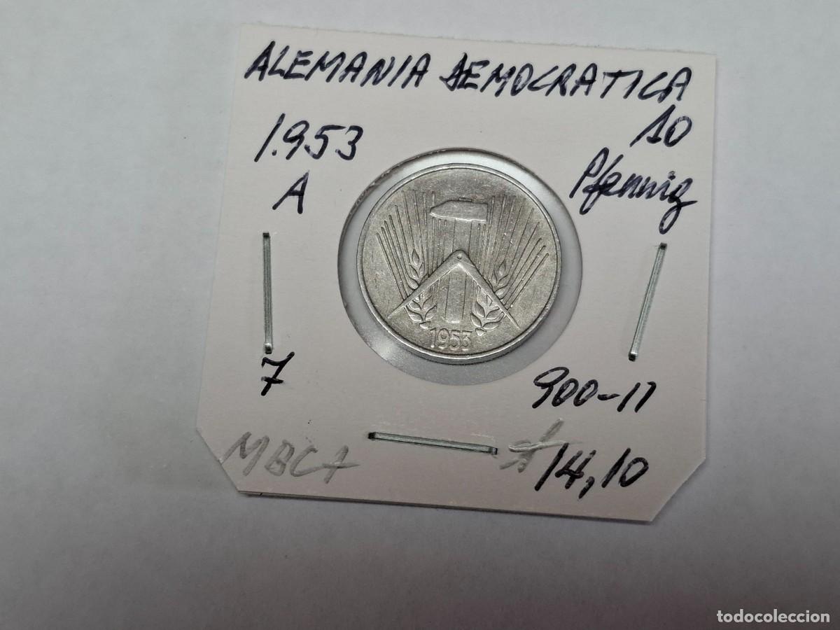 Monedas antiguas de Europa: 10 PFENNIG de 1953 A KM 7 ALEMANIA DEMOCRATICA, en MBC+