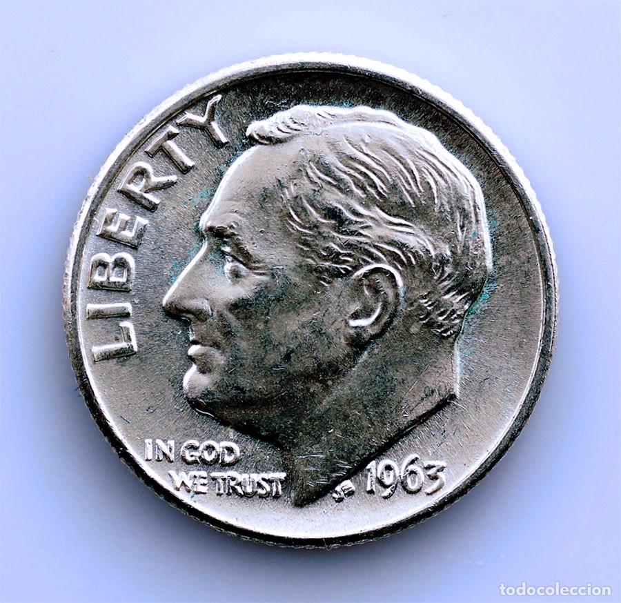Monedas antiguas de Europa: SC-EEUU. 1 Dime. 1963 SC/UNC Plata 2,5 g. Brillo original