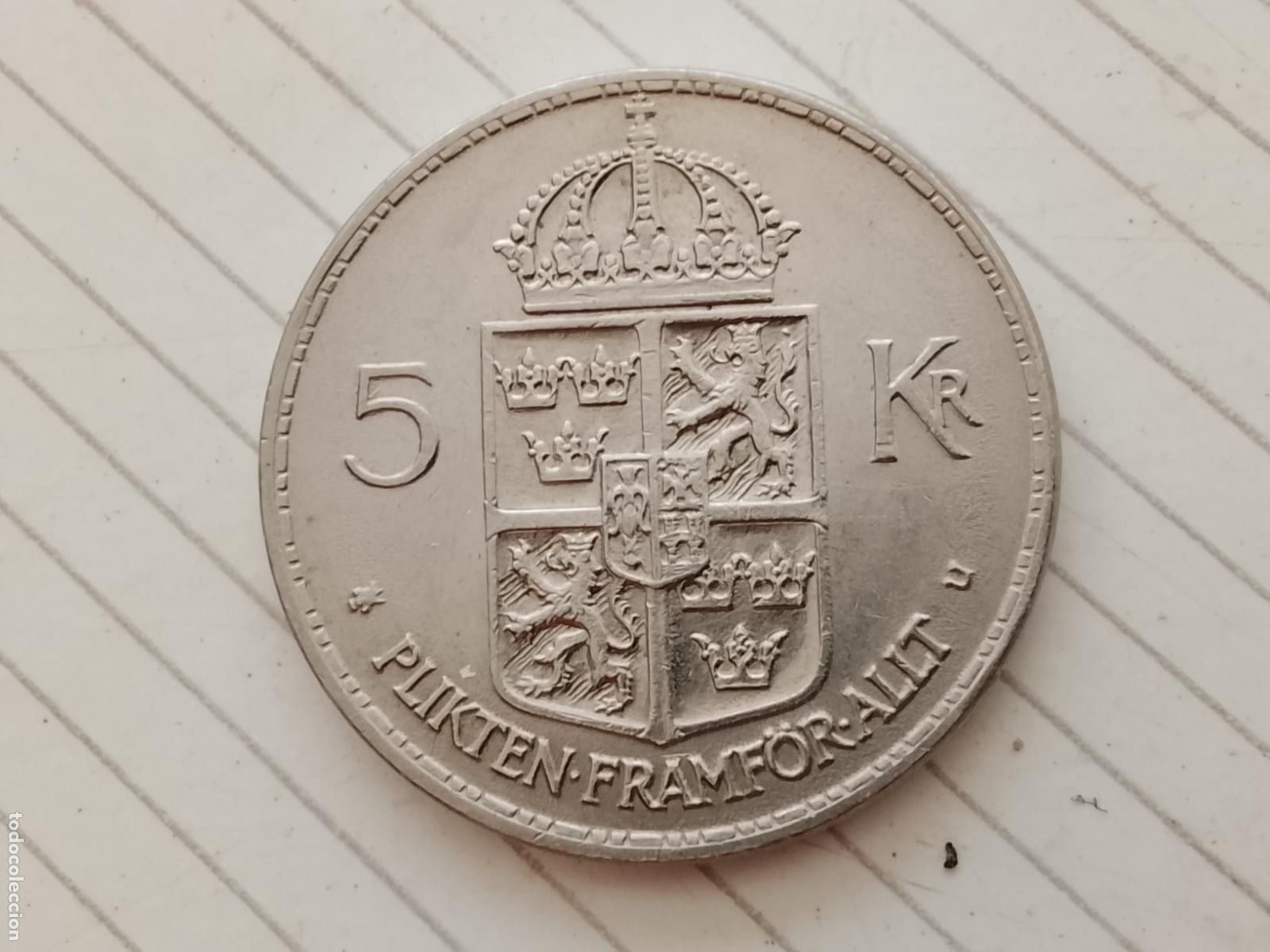 Monedas antiguas de Europa: Suecia de 5 coronas a&ntilde;o 1972, NUEVA