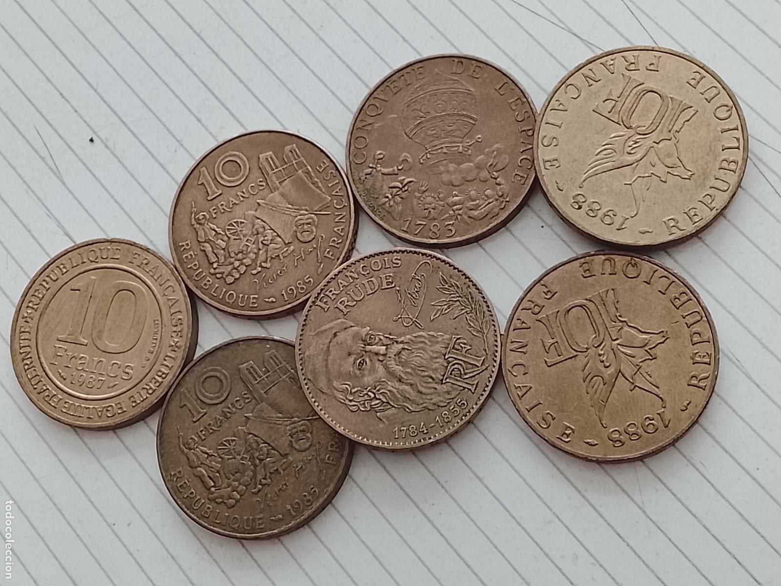 Monedas antiguas de Europa: Francia. 7 monedas de 100 francos
