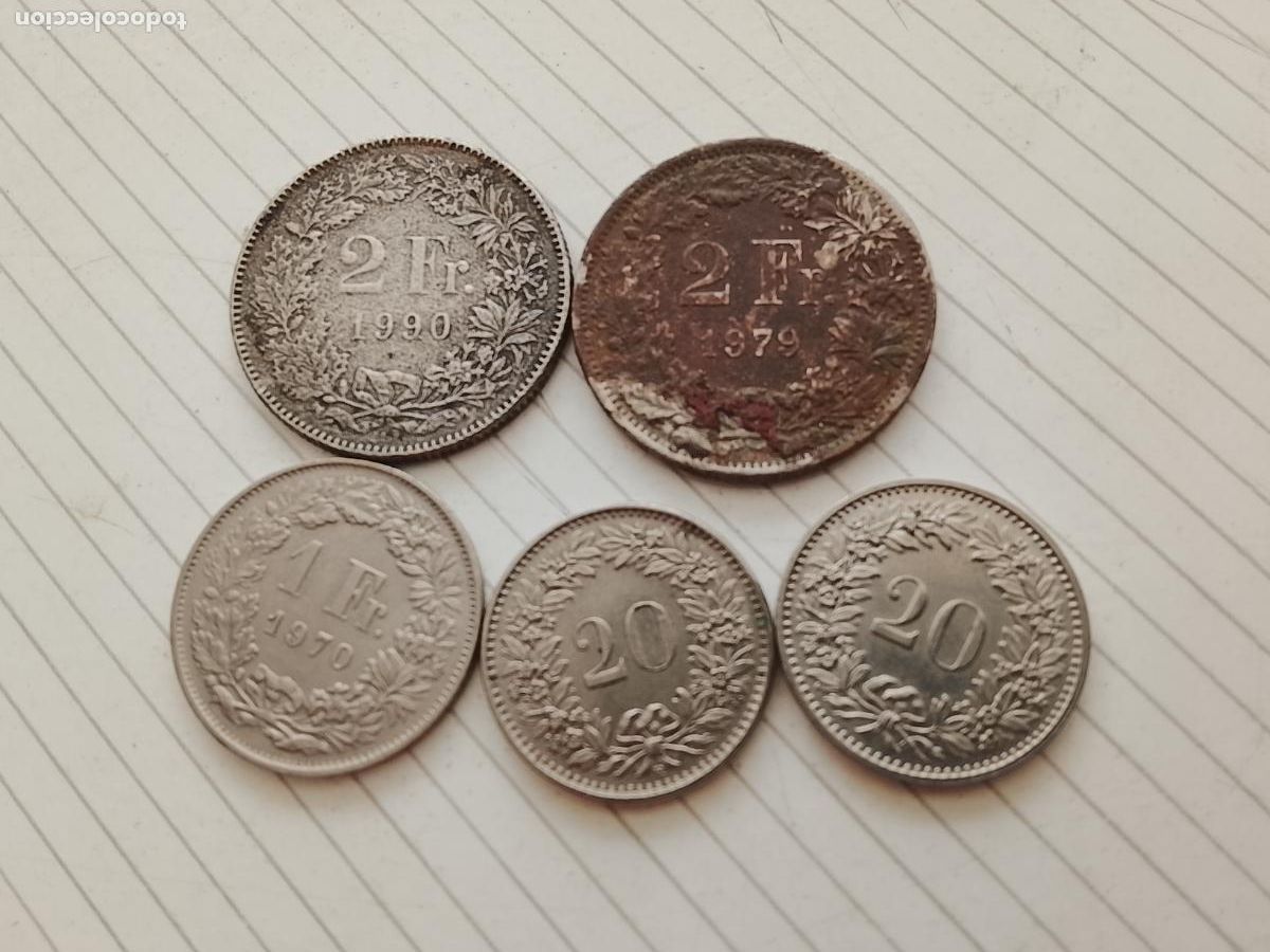 Monedas antiguas de Europa: Suiza: 5,40 francos suizos en monedas