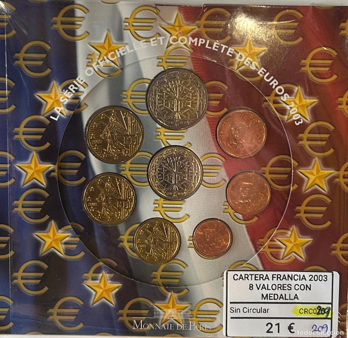 Monedas antiguas de Europa: CRC0209 CARTERA MONEDAS EUROS FRANCIA 2003 8 VALORES Y MEDALLA