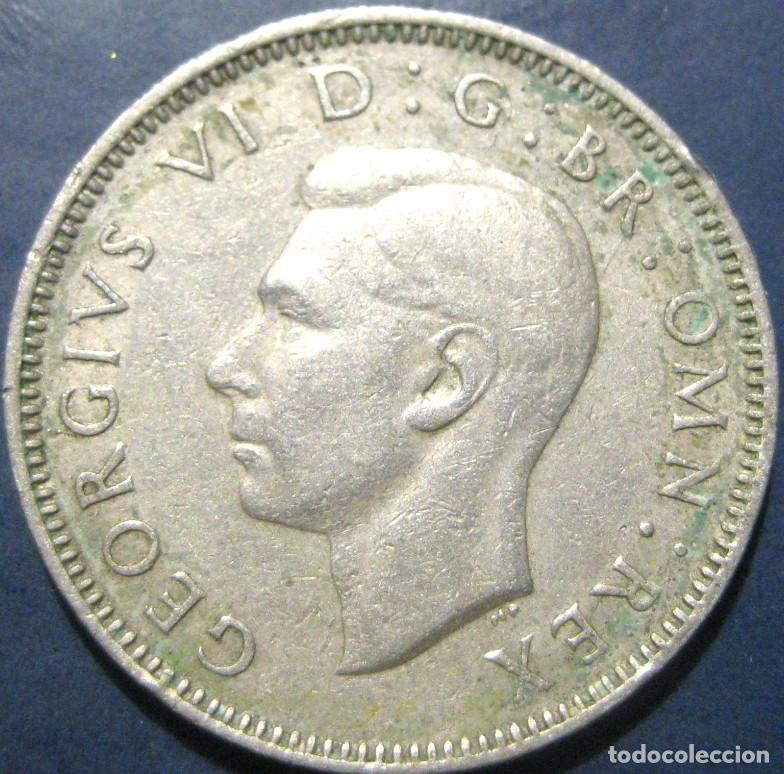 Monedas antiguas de Europa: Reino Unido, 1 Chel&iacute;n (Shilling) 1947 Rev. Escoc&eacute;s &rdquo;Jorge VI - 1936/1952&rdquo; KM#864. Usada, fotos.