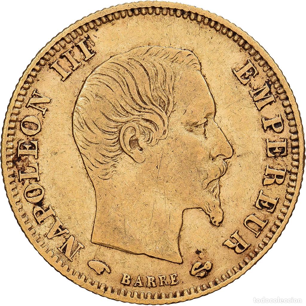 Monedas antiguas de Europa: [#1540033] Francia, Napoleon III, 5 Francs, Napol&eacute;on III, 1859, Paris, Oro, BC+, KM:782.1