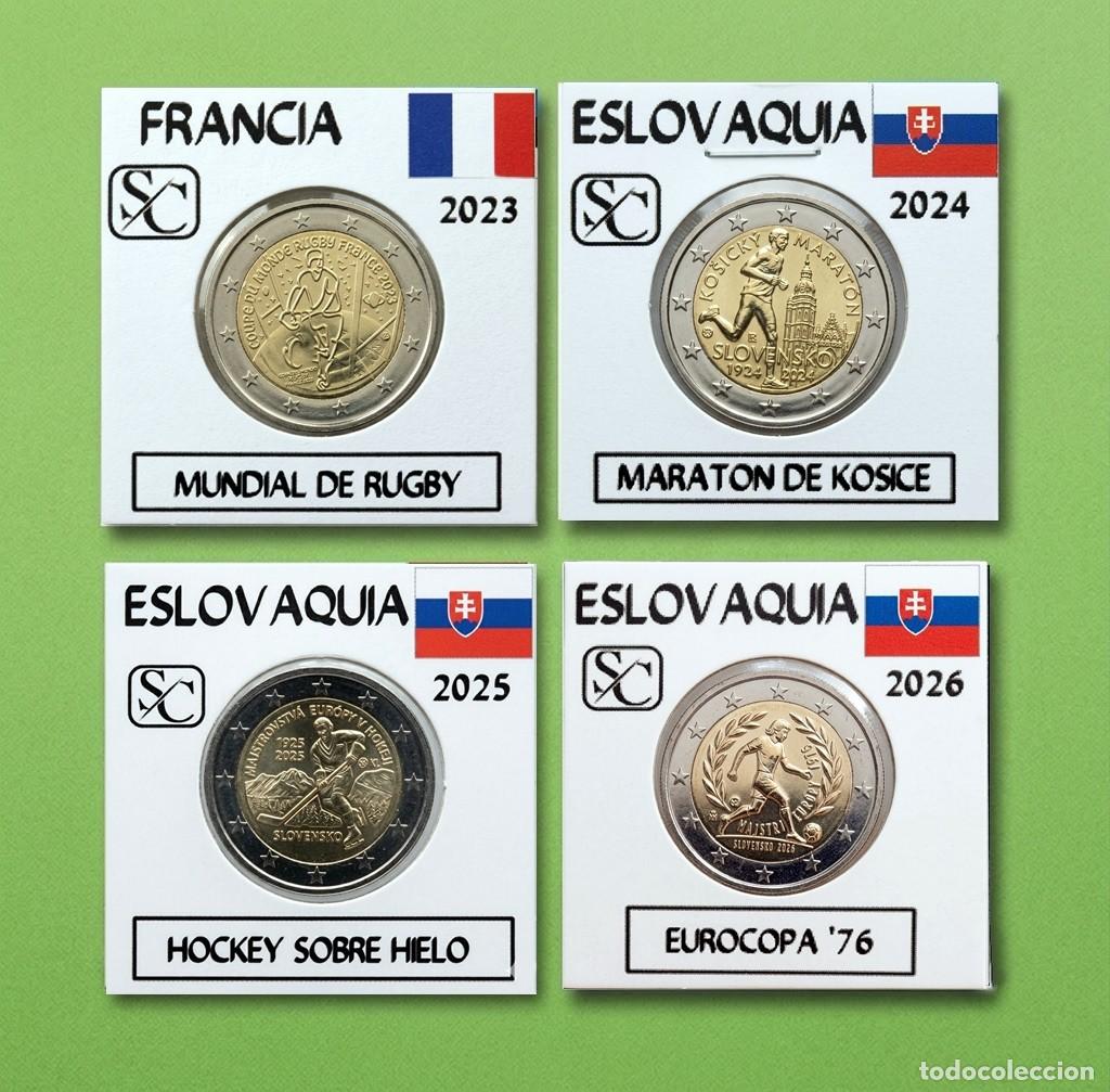 Monedas antiguas de Europa: lote de 4 monedas de 2&euro; de Deportes