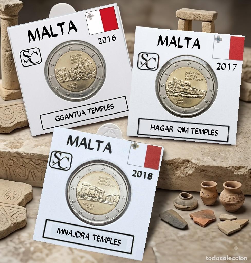 Monedas antiguas de Europa: Lote de 3 monedas de 2&euro; conmemorativas de Malta
