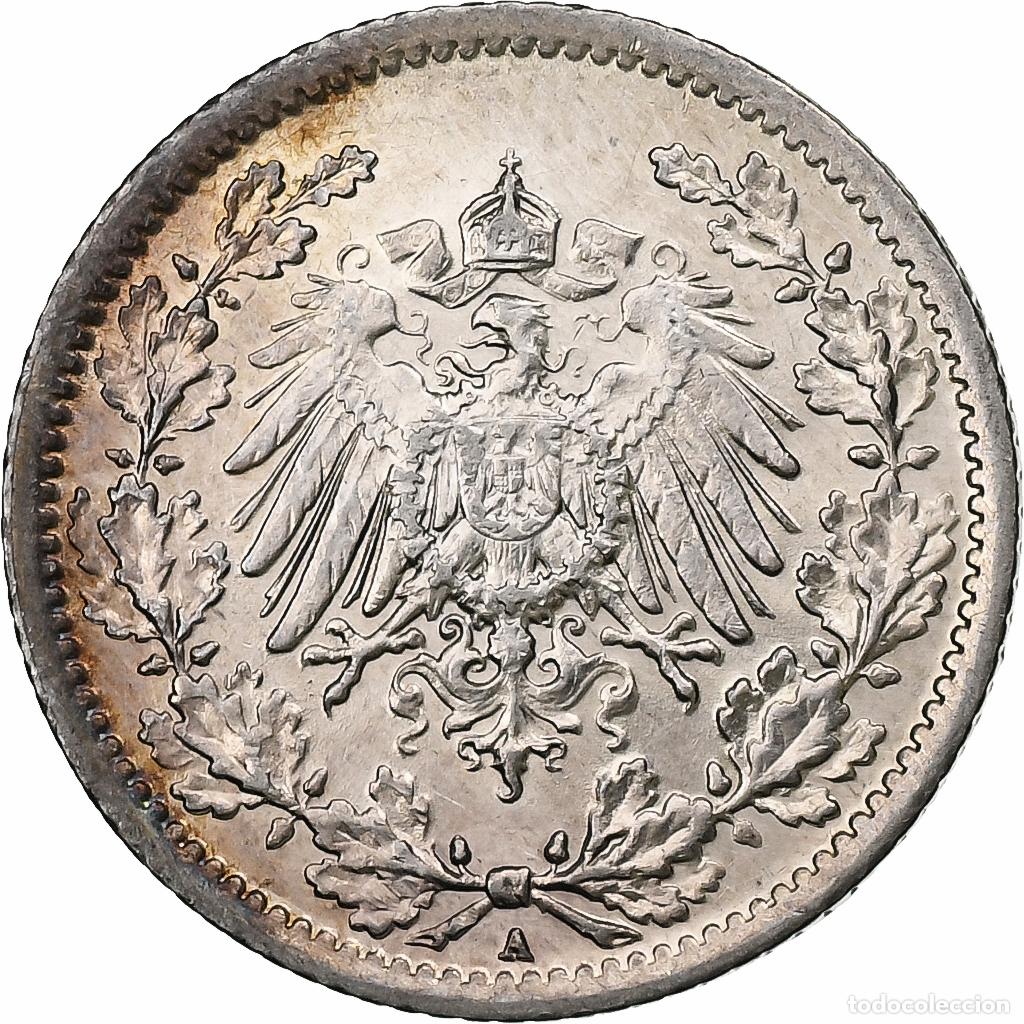 Monedas antiguas de Europa: [#1220464] ALEMANIA - IMPERIO, 1/2 Mark, 1914, Berlin, Plata, MBC, KM:17
