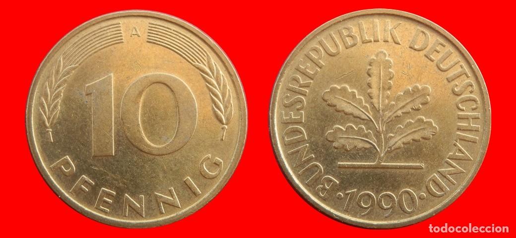 Monedas antiguas de Europa: 10 PFENNIG 1990-A BRD ALEMANIA-154664