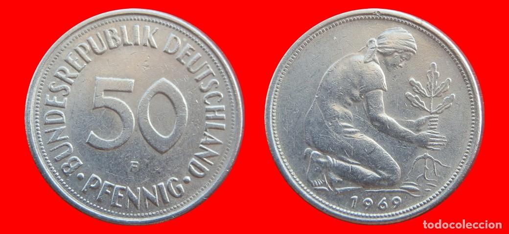 Old Coins of Europe: 50 PFENNIG 1969-F BRD ALEMANIA-154706