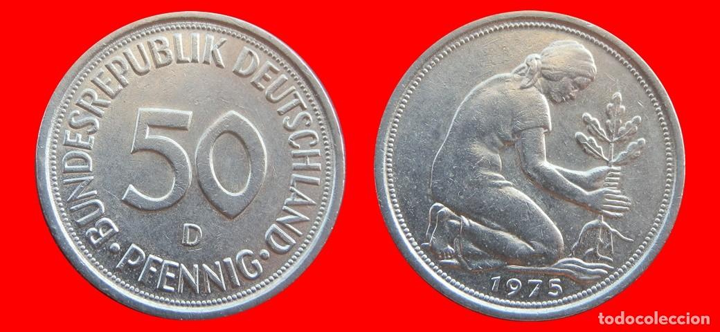 Monedas antiguas de Europa: 50 PFENNIG 1975-D BRD ALEMANIA-154712