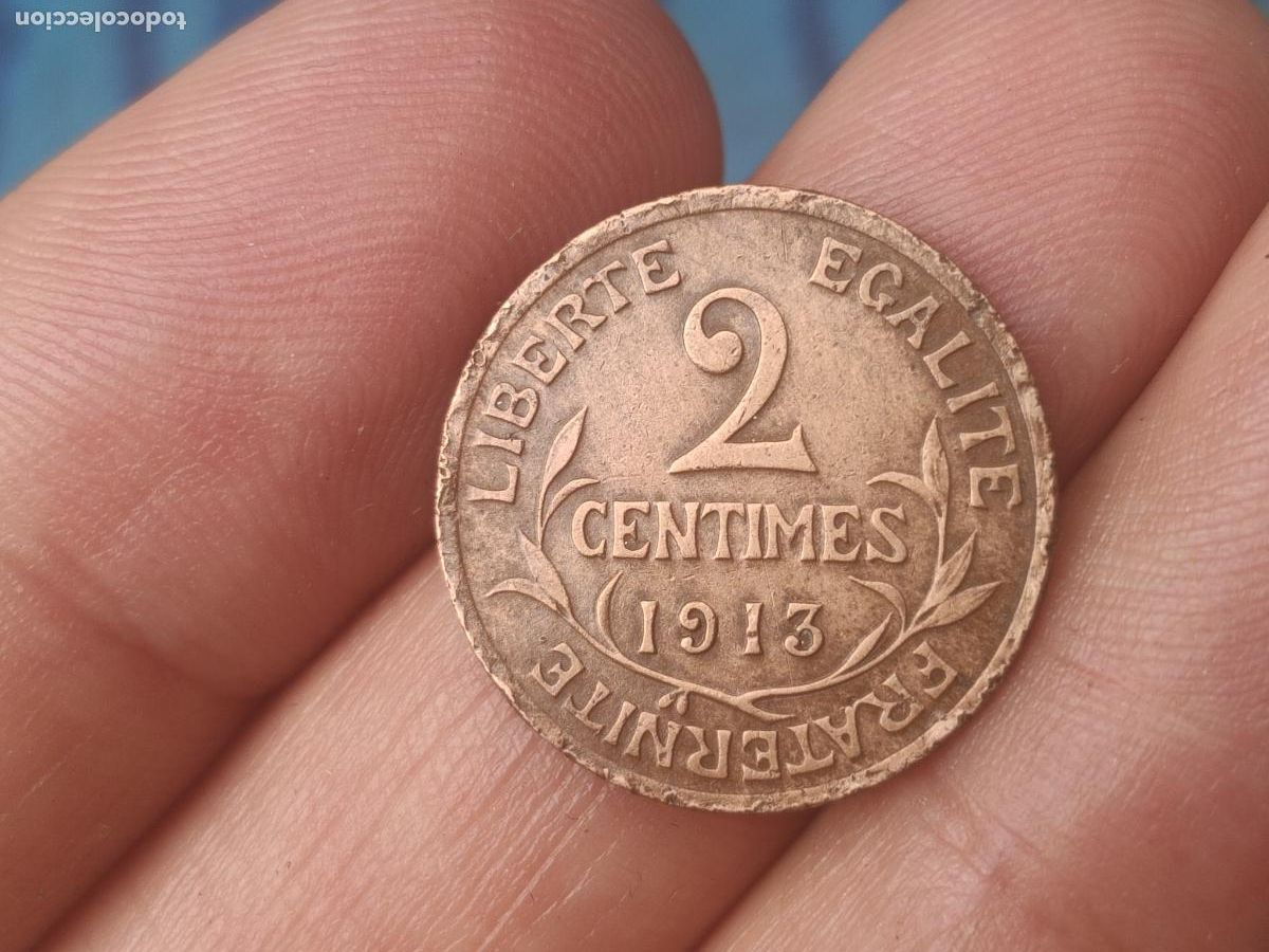 Monedas antiguas de Europa: France 1913 2 Centimes Bronze