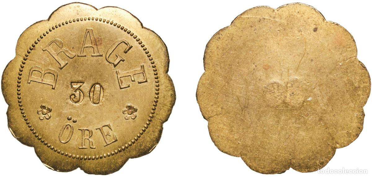 Monedas antiguas de Europa: Token - Brage A&ntilde;o: ND Valor facial: 30 &Ouml;re Material: Brass Peso: 2.18g collection coins