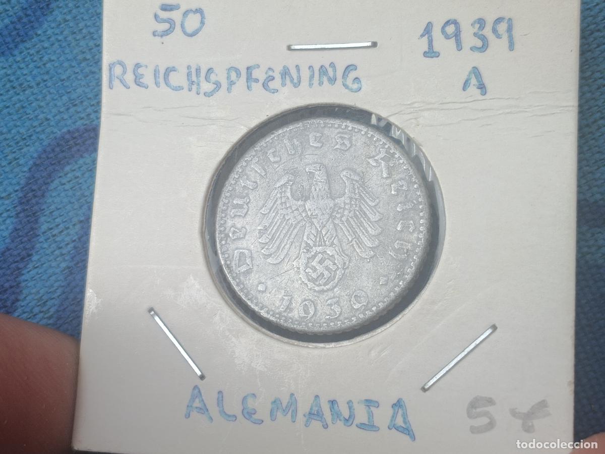 Monedas antiguas de Europa: Alemania 1939 - III Reich, moneda de 50 Pfennig A