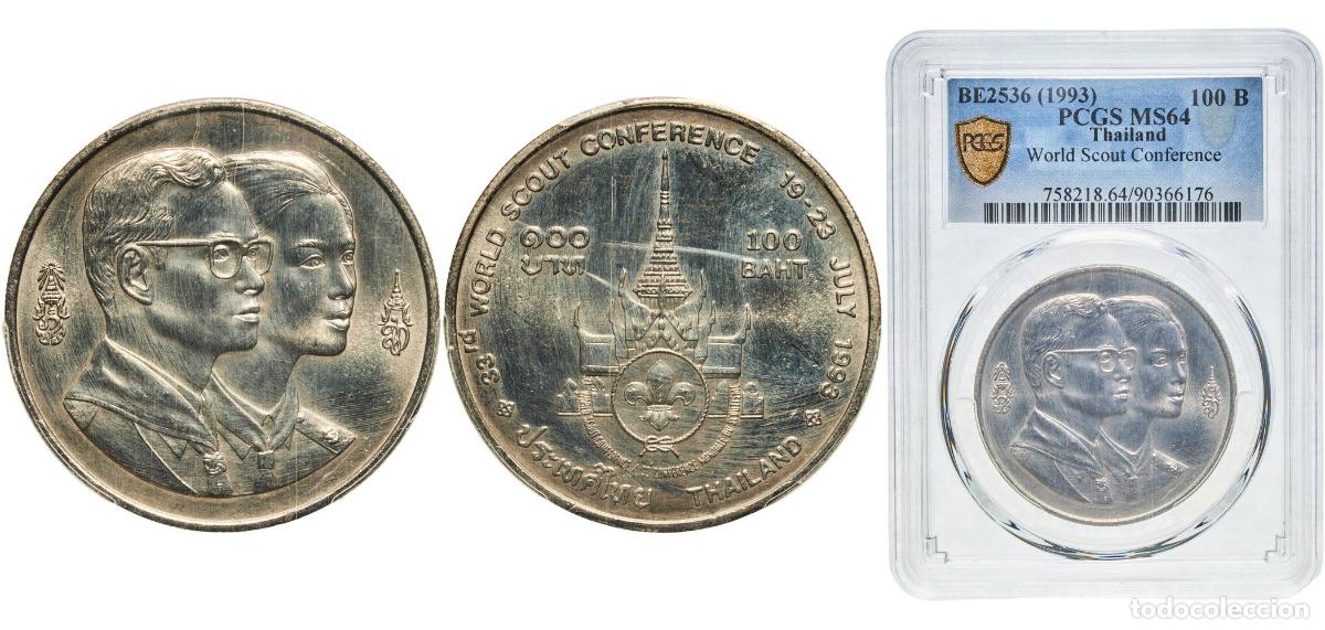 Monedas antiguas de Europa: 100 Baht - Rama IX (World Scout Conference)
