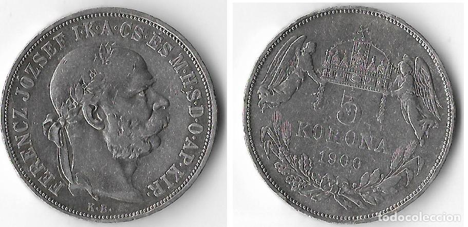 Monedas antiguas de Europa: AUSTRIA-- FRANZ JOSEPH FRANCISCO JOSE 5 CORONA 1900 PLATA (RARISIMA CON ESTA CONSERVACION)