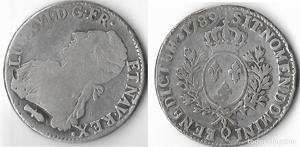 Monedas antiguas de Europa: FRANCIA - LUIS XVI (Ludovicus XVI Dei Gratia) 1789 1 ECU