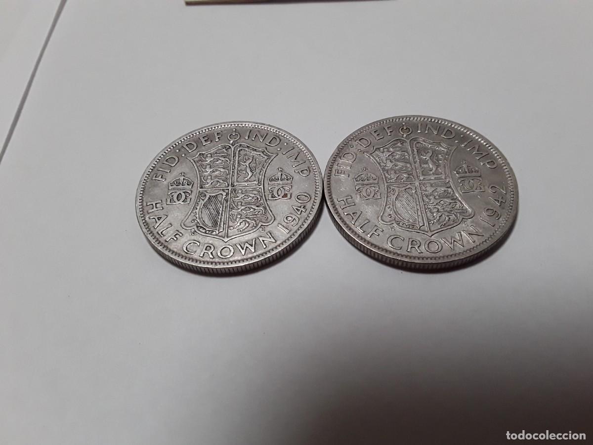 Monedas antiguas de Europa: INGLATERRA - LOTE HALF CROWN DE PLATA A&Ntilde;O 1940 + 1942.