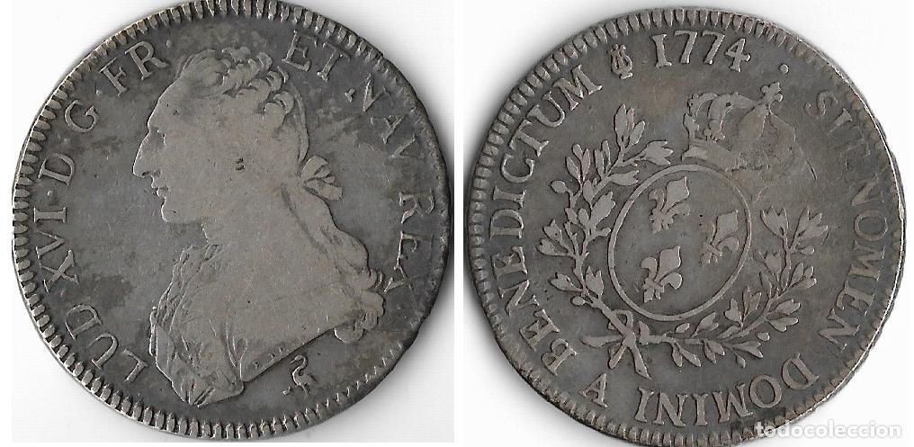 Moedas antigas da Europa: FRANCIA - LUIS XVI (Ludovicus XVI Dei Gratia) 1774 1 ECU