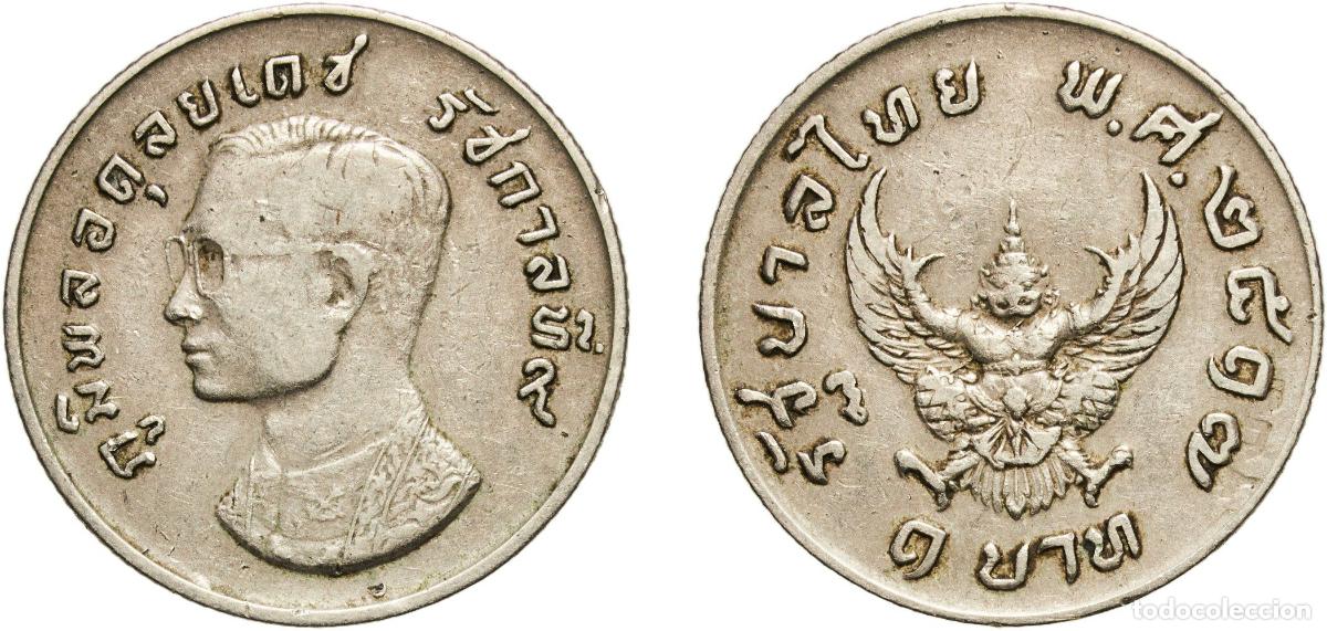Monedas antiguas de Europa: 1 Baht - Rama IX A&ntilde;o: 2517 (1974) Valor facial: 1 Baht Material: Copper-nickel Tirada: 248,978,000