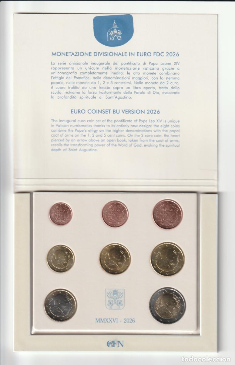 Monedas antiguas de Europa: El Vaticano 2026. Papa Le&oacute;n XIV. Cartera con la serie de 8 valores.