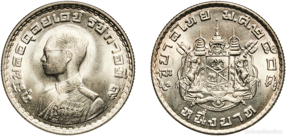 Monedas antiguas de Europa: 1 Baht - Rama IX A&ntilde;o: 2505 (1962) Valor facial: 1 Baht Material: Copper-nickel Tirada: 883,086,000