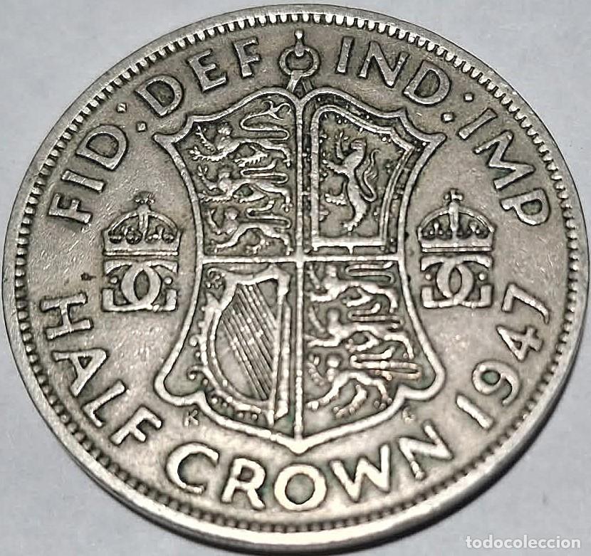 Monedas antiguas de Europa: Reino Unido, 1/2 Corona (Crown) 1947 &rdquo;Jorge VI - 1936/1952&rdquo; KM#866. Usada, fotos.