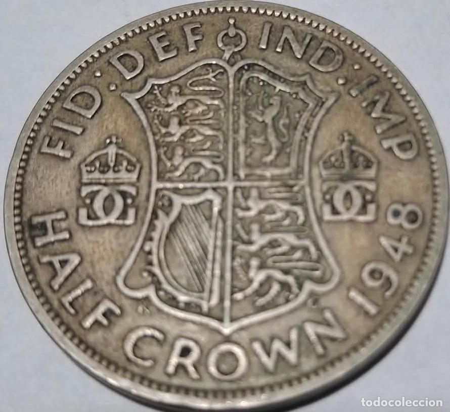 Monedas antiguas de Europa: Reino Unido, 1/2 Corona (Crown) 1948 &rdquo;Jorge VI - 1936/1952&rdquo; KM#866. Usada, fotos.