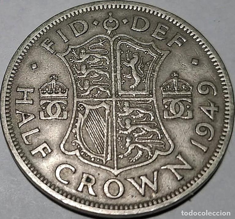 Monedas antiguas de Europa: Reino Unido, 1/2 Corona (Crown) 1949 &rdquo;Jorge VI - 1936/1952&rdquo; KM#866. Usada, fotos.