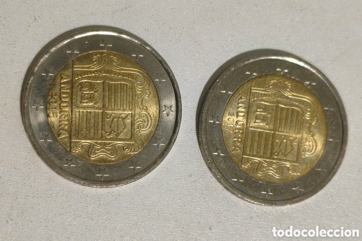 Monedas antiguas de Europa: 2 MONEDAS 2 EUROS ANDORRA 2015 Y 2017