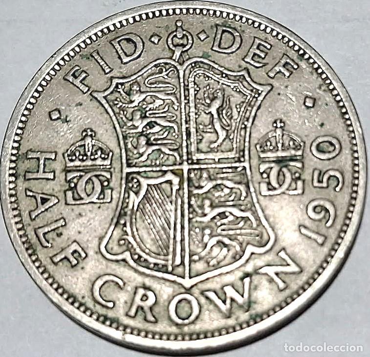 Monedas antiguas de Europa: Reino Unido, 1/2 Corona (Crown) 1950 &rdquo;Jorge VI - 1936/1952&rdquo; KM#866. Usada, fotos.