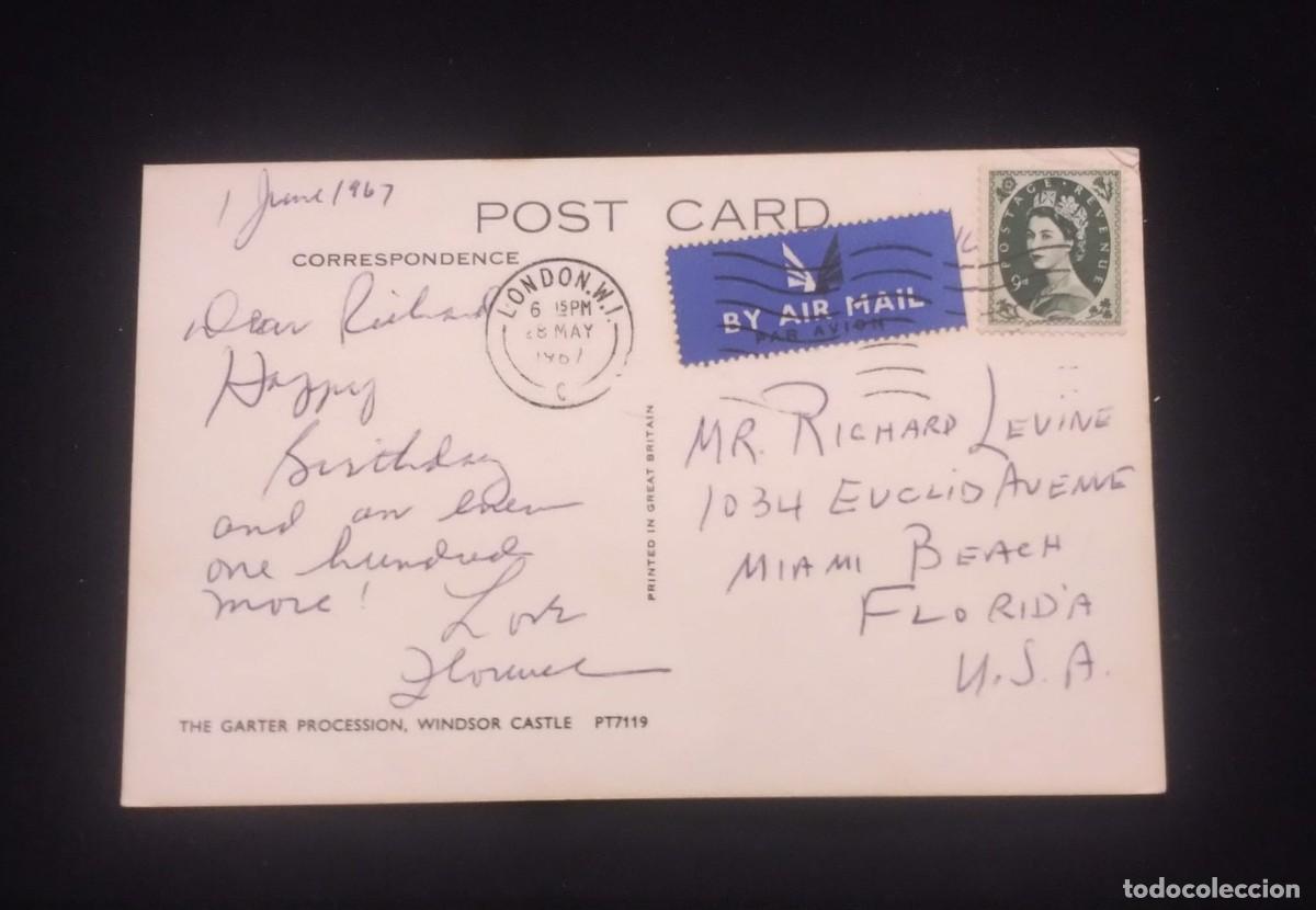 Monedas antiguas de Europa: TS) 1967 UNITED KINGDOM, POSTCARD, AIRMAIL,CANCELLATION STAMP,WITH QUEEN ELIZABETH II STAMP,VF.