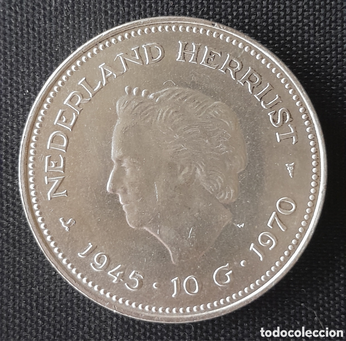 Monedas antiguas de Europa: Holanda 10 Florines Gulden moneda Plata 1970 Nederland juliana