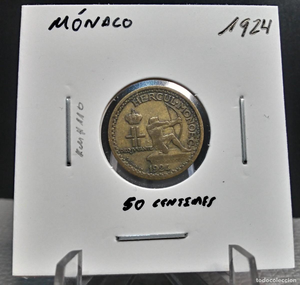 Monedas antiguas de Europa: M&Oacute;NACO 50 C&Eacute;NTIMOS / CENTIMES 1924 KM#110 MBC. - Foto 3