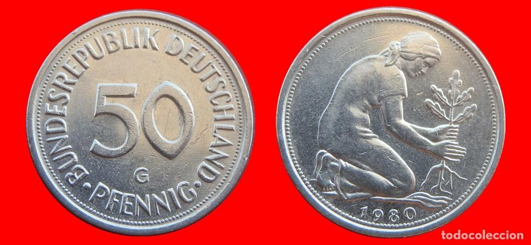 Monedas antiguas de Europa: 50 PFENNIG 1980-G BRD ALEMANIA-154740