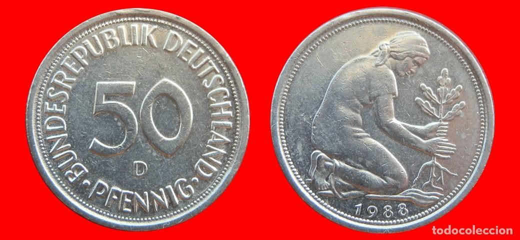 Monedas antiguas de Europa: 50 PFENNIG 1988-D BRD ALEMANIA-154759