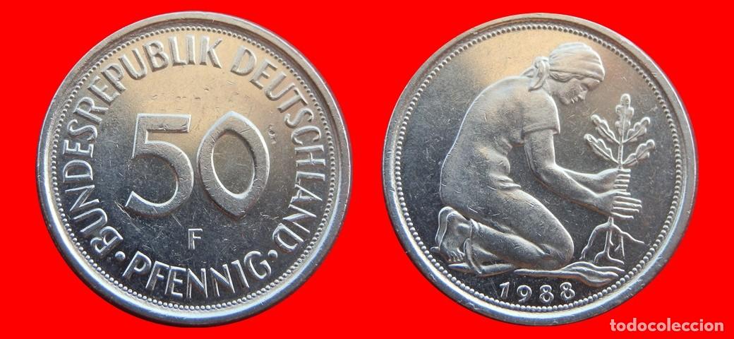 Monedas antiguas de Europa: 50 PFENNIG 1988-F BRD ALEMANIA-154760