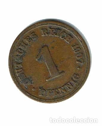 Monedas antiguas de Europa: ALEMANIA 1 PFENNIG 1907 D - PERIODO IMPERIO ALEMAN
