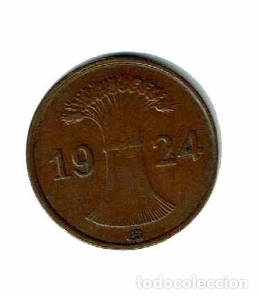 Monedas antiguas de Europa: ALEMANIA 1 PFENNIG 1924 G -