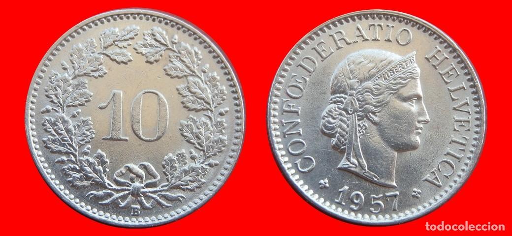 Monedas antiguas de Europa: 10 RAPPEN 1957 SUIZA-154816