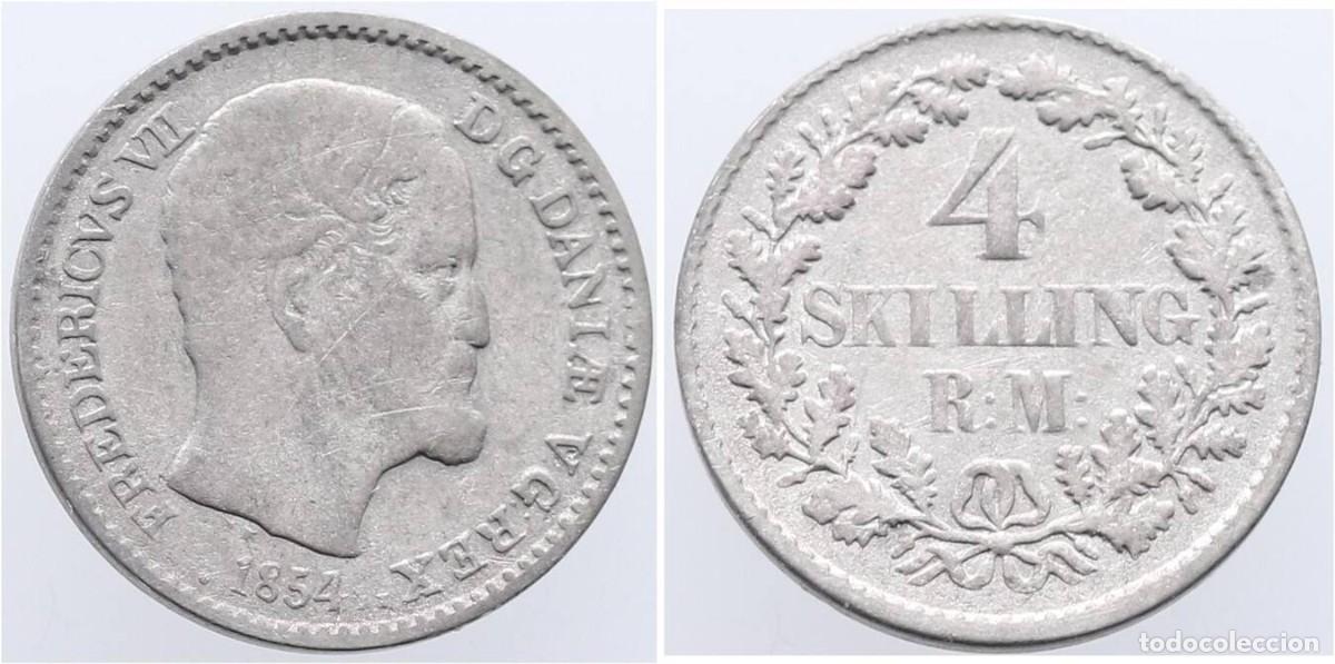 Monedas antiguas de Europa: DINAMARCA 4 SKILLING 1854