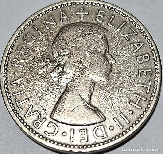 Monedas antiguas de Europa: Reino Unido, 2 Chel&iacute;nes (Flor&iacute;n) 1960 &rdquo;Isabel II - 1953/1967&rdquo; KM#906. Usada, fotos.