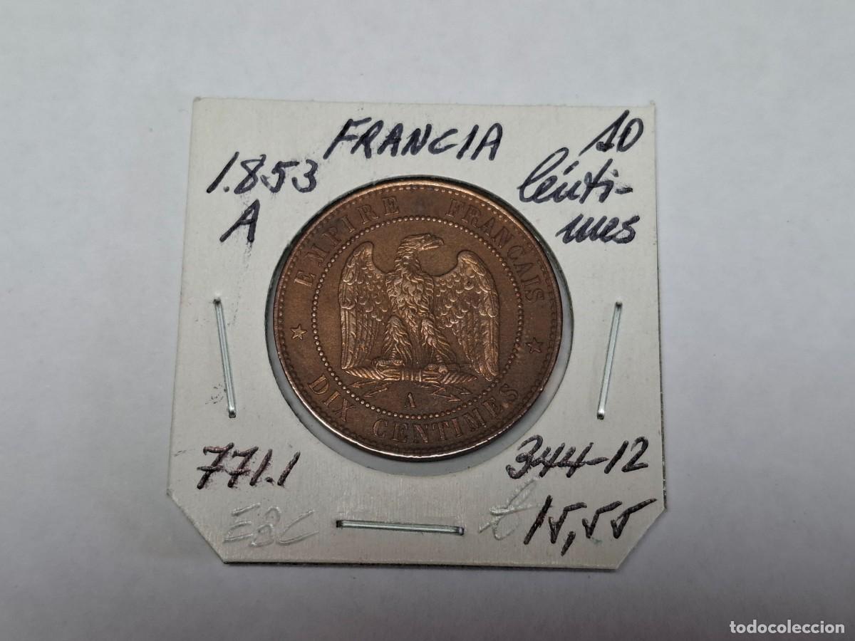 Monedas antiguas de Europa: 10 CENTIMOS de 1853 A KM 771.1 FRANCIA en EBC
