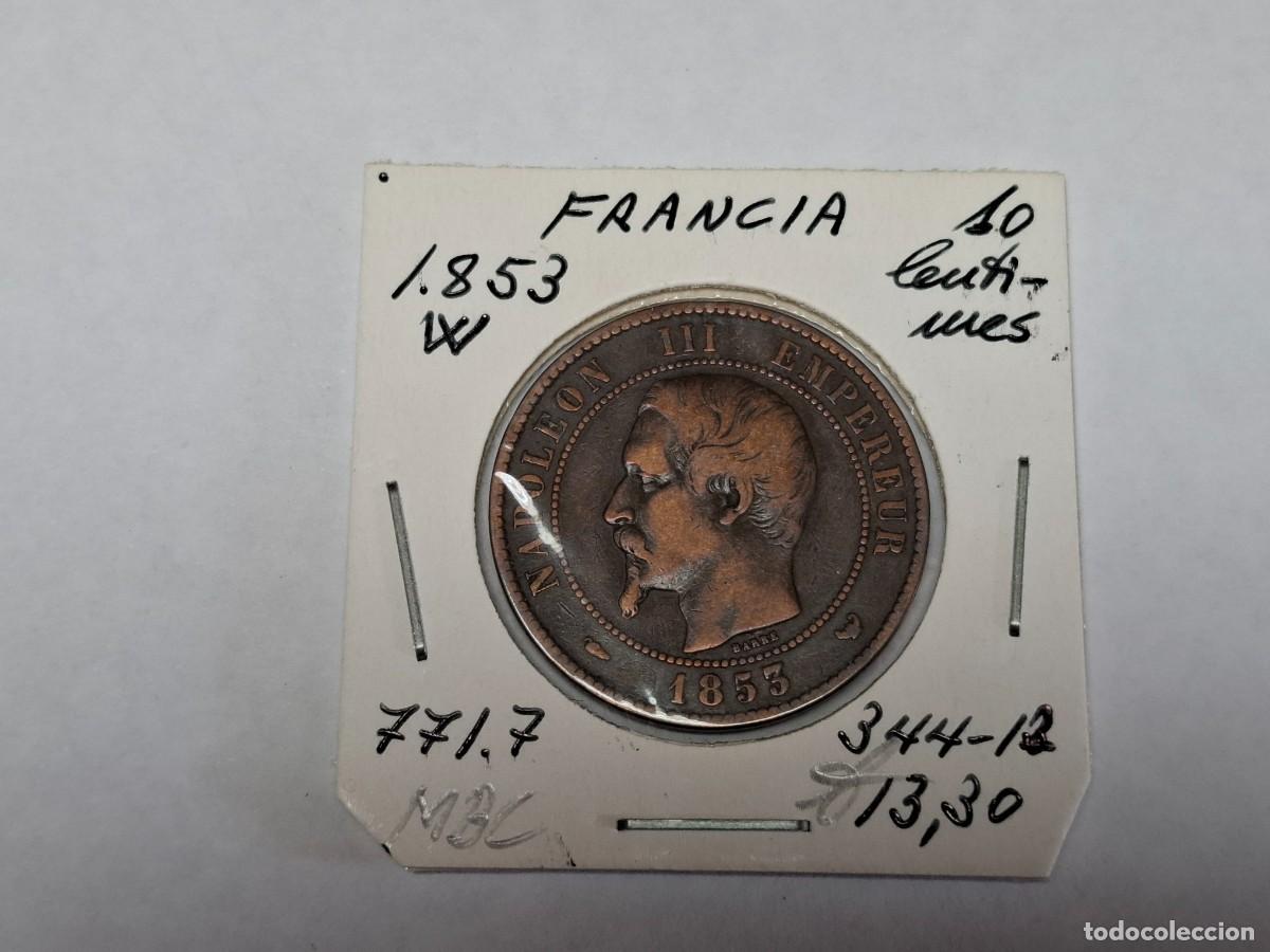 Monedas antiguas de Europa: 10 CENTIMOS de 1853 W KM 771.7 FRANCIA en MBC