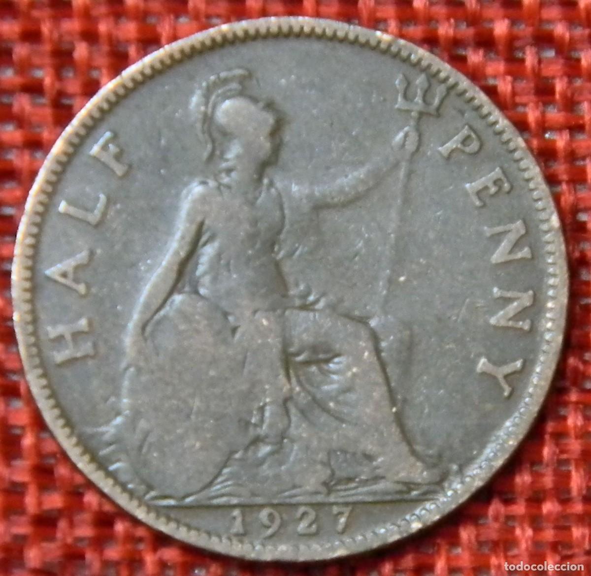 Monedas antiguas de Europa: Reino Unido - United Kingdom - A&ntilde;o 1927 - Half Penny - Rey Jorge V Georgius V